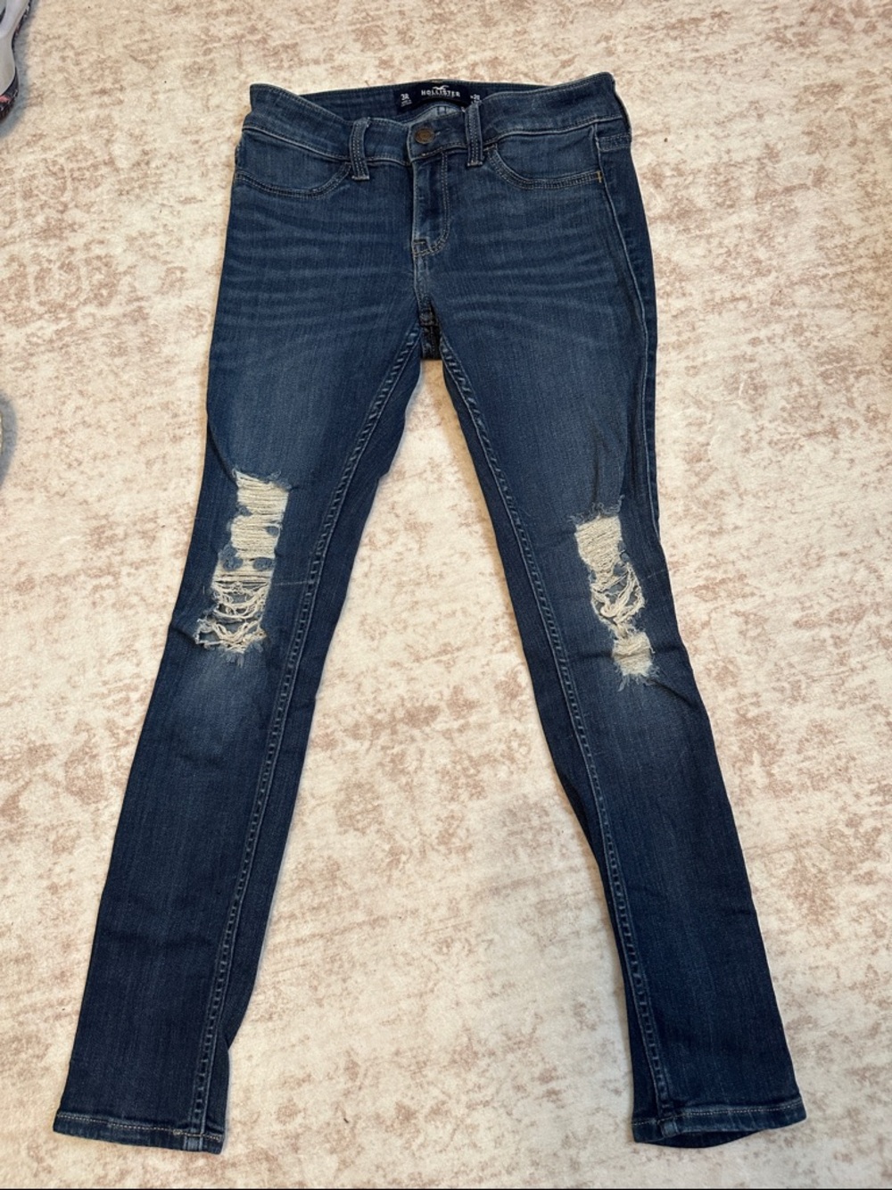 Hollister size 3 regular Dark Blue Distressed Skinny Jeans